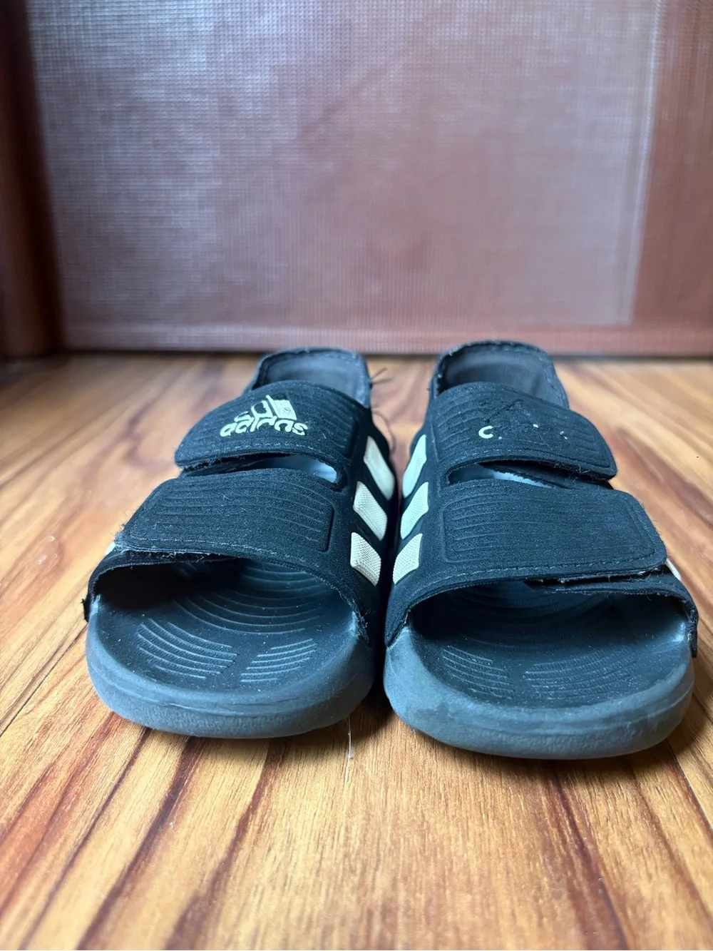 adidas Kids Black and Cream Hook-and-Loop Sport Sandals